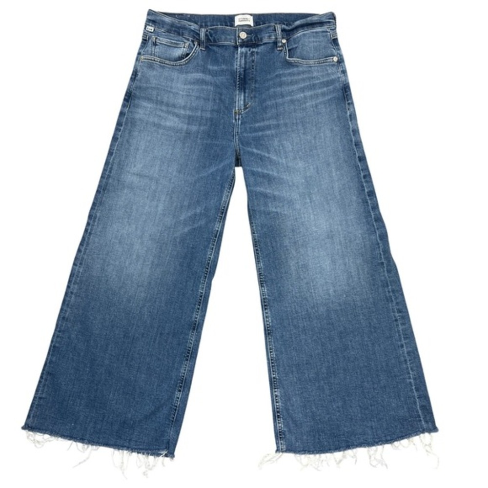 Citizens of Humanity Lyra Wide Leg Crop Jeans 32" Abliss Raw Hem - Picture 2 of 12